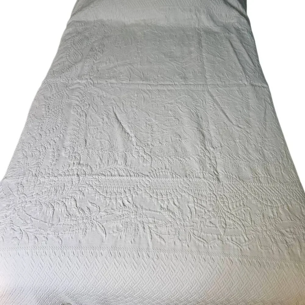 Antique white quilted coverlet. 80X78. Cottagecore, grannycore.